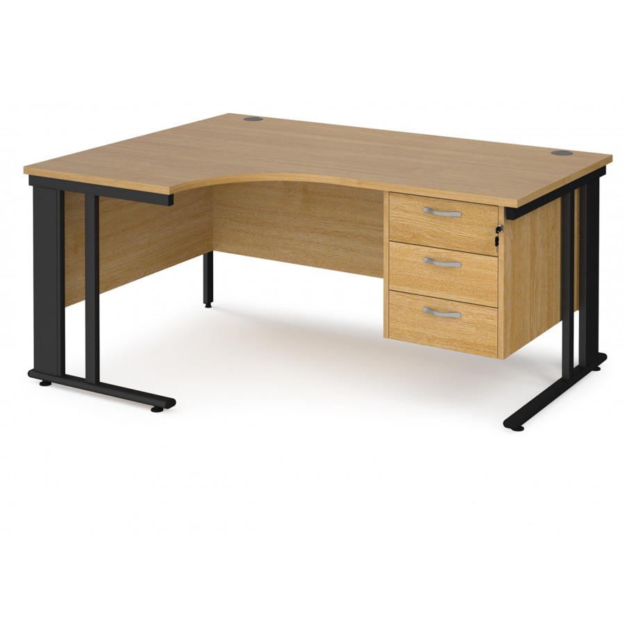 Maestro Cantilever Ergonomic Corner Desk with Fixed Pedestal